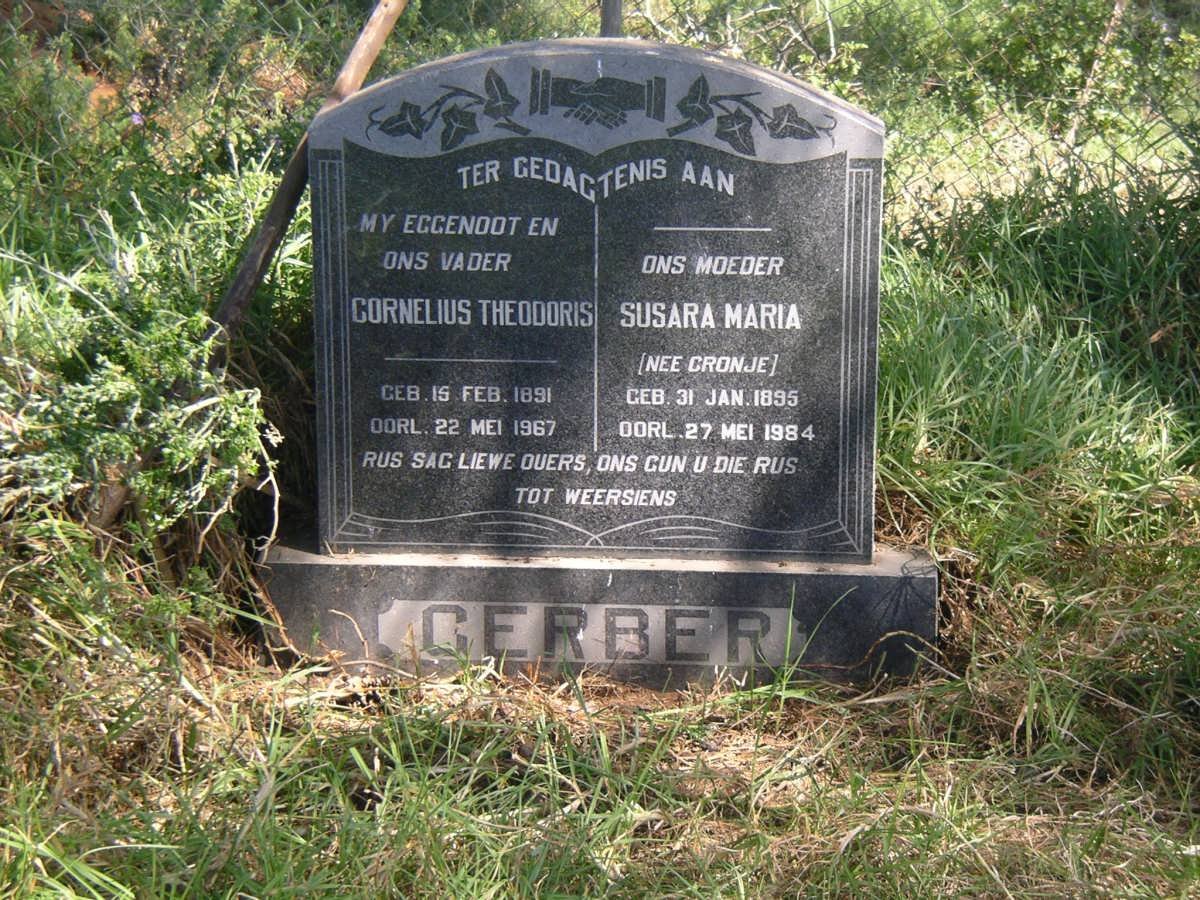 GERBER Cornelius Theodoris 1891-1967 &amp; Susara Maria CRONJE 1895-1984