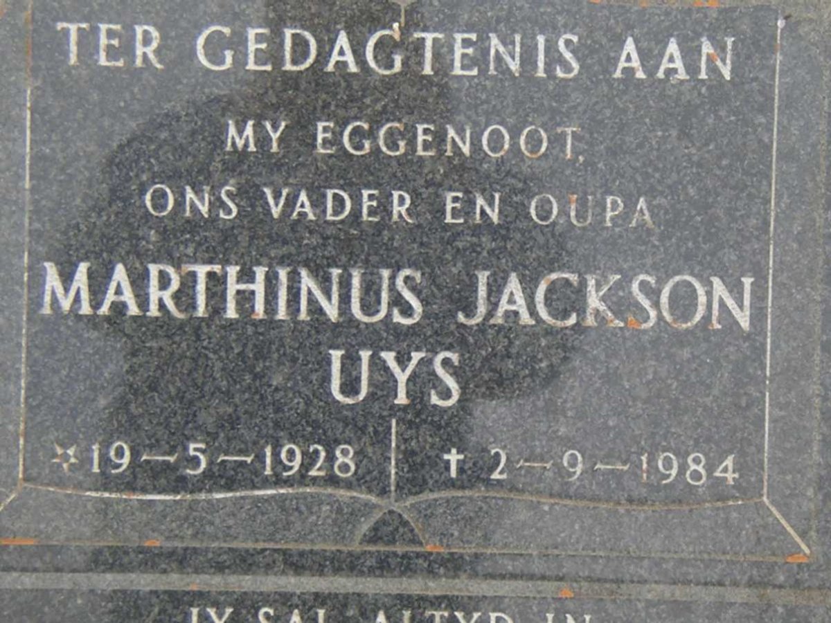 UYS Marthinus Jackson 1928-1984