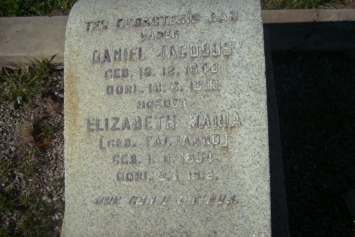 ? Gabriel Jacobus 1846-1916 &amp; Elizabeth Maria TALJAARD 1854-1912