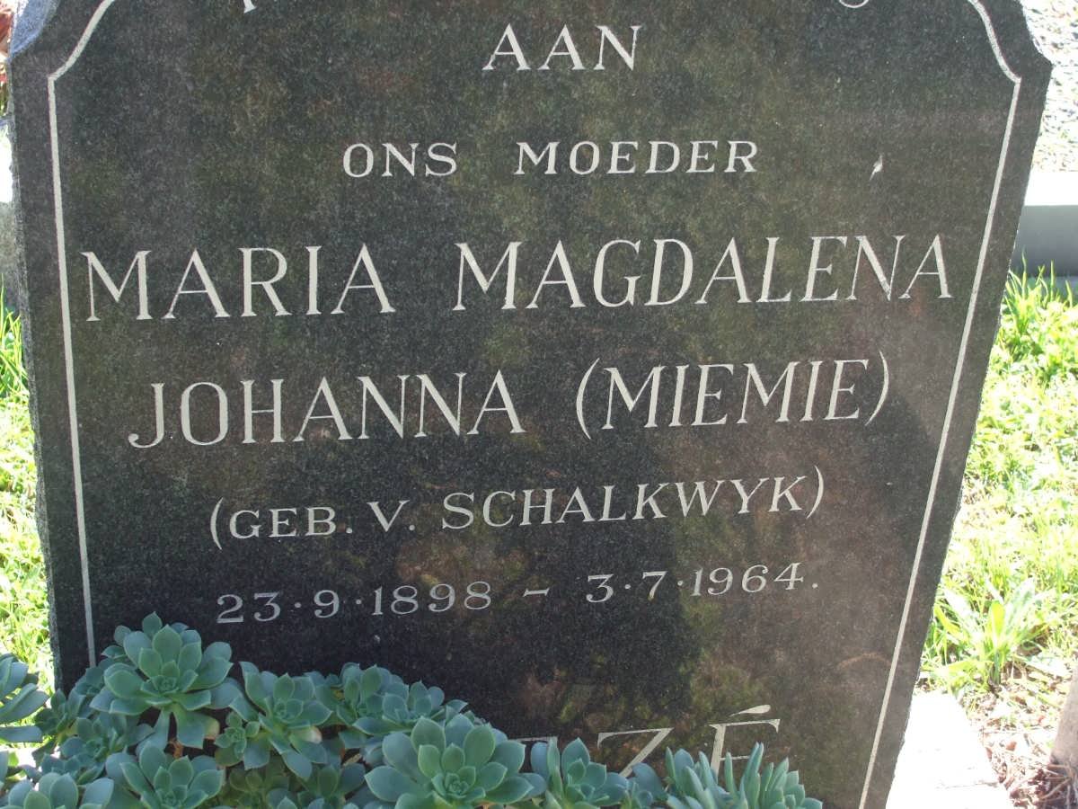 ? Maria Magdalena Johanna nee V. SCHALKWYK 1898-1964