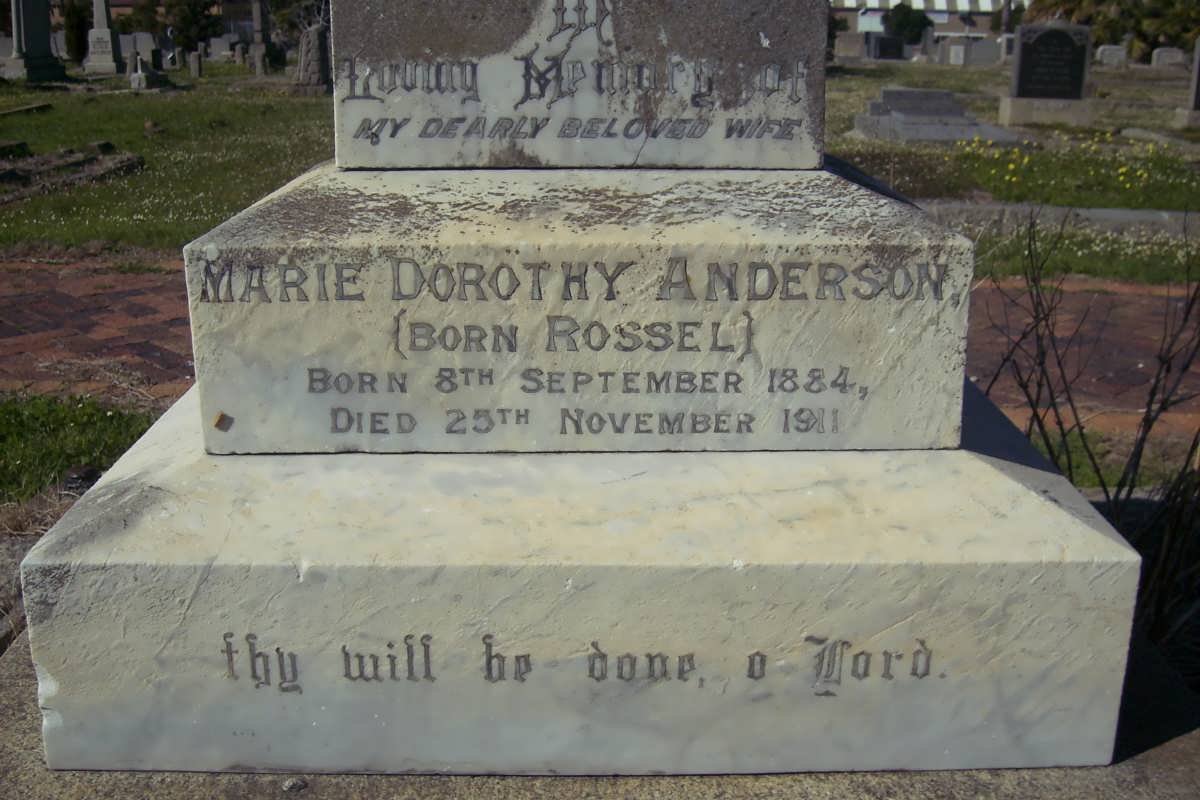 ANDERSON Marie Dorothy nee ROSSEL 1884-1911