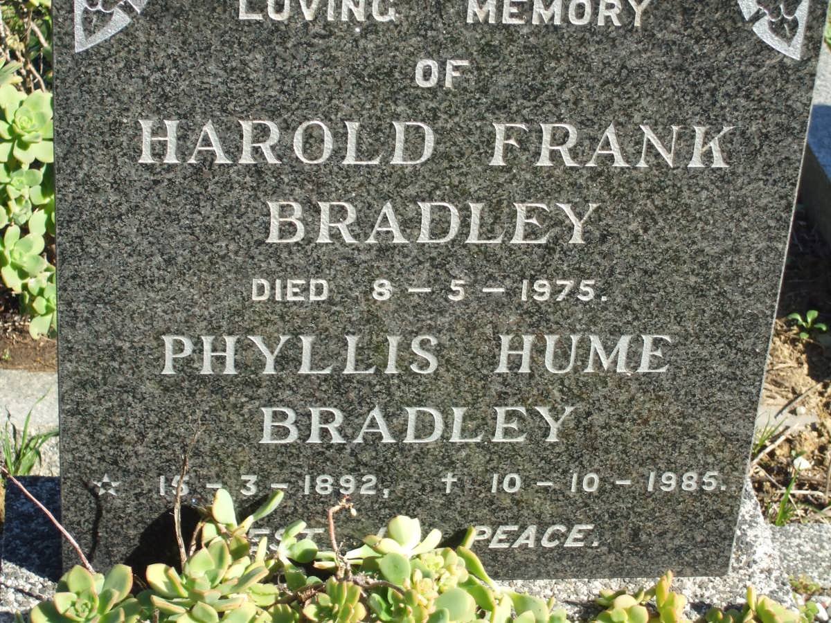 BRADLEY Harold Frank -1975 &amp; Phyllis Hume 1892-1985