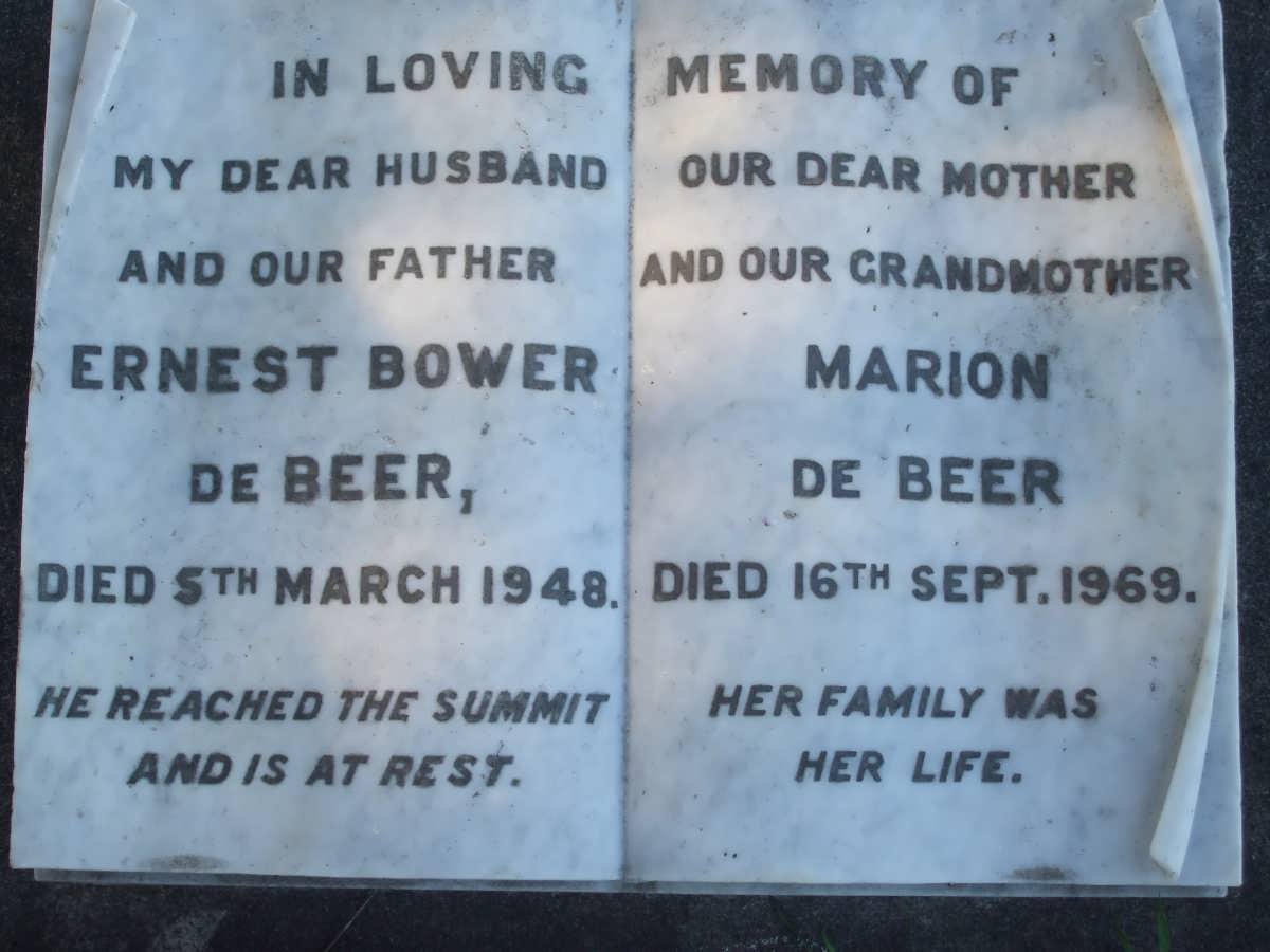 BEER Ernest Bower, de -1948 &amp; Marion -1969