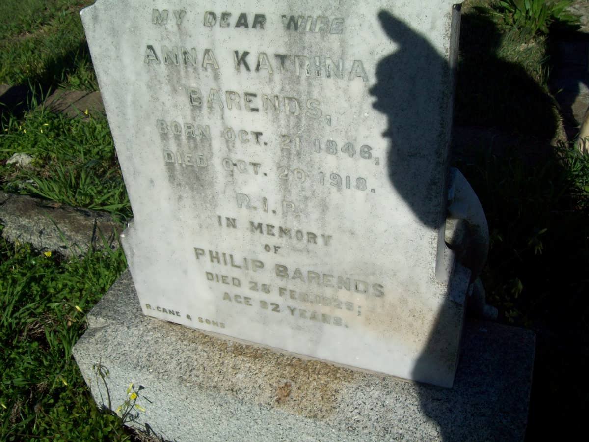BARENDS Philip -1926 &amp;  Anna Kathrina 1846-1918