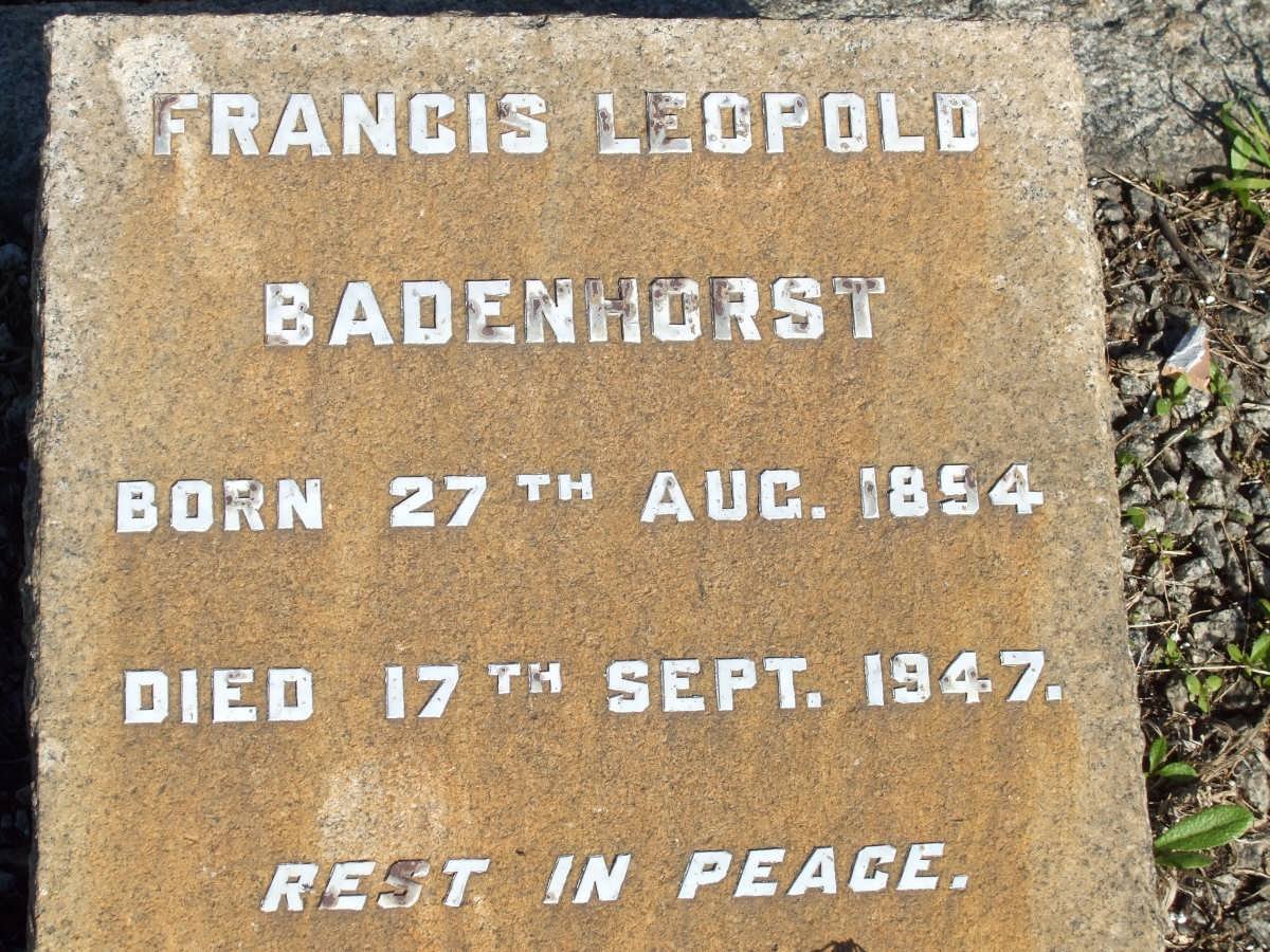 BADENHORST Francis Leopold 1894-1947