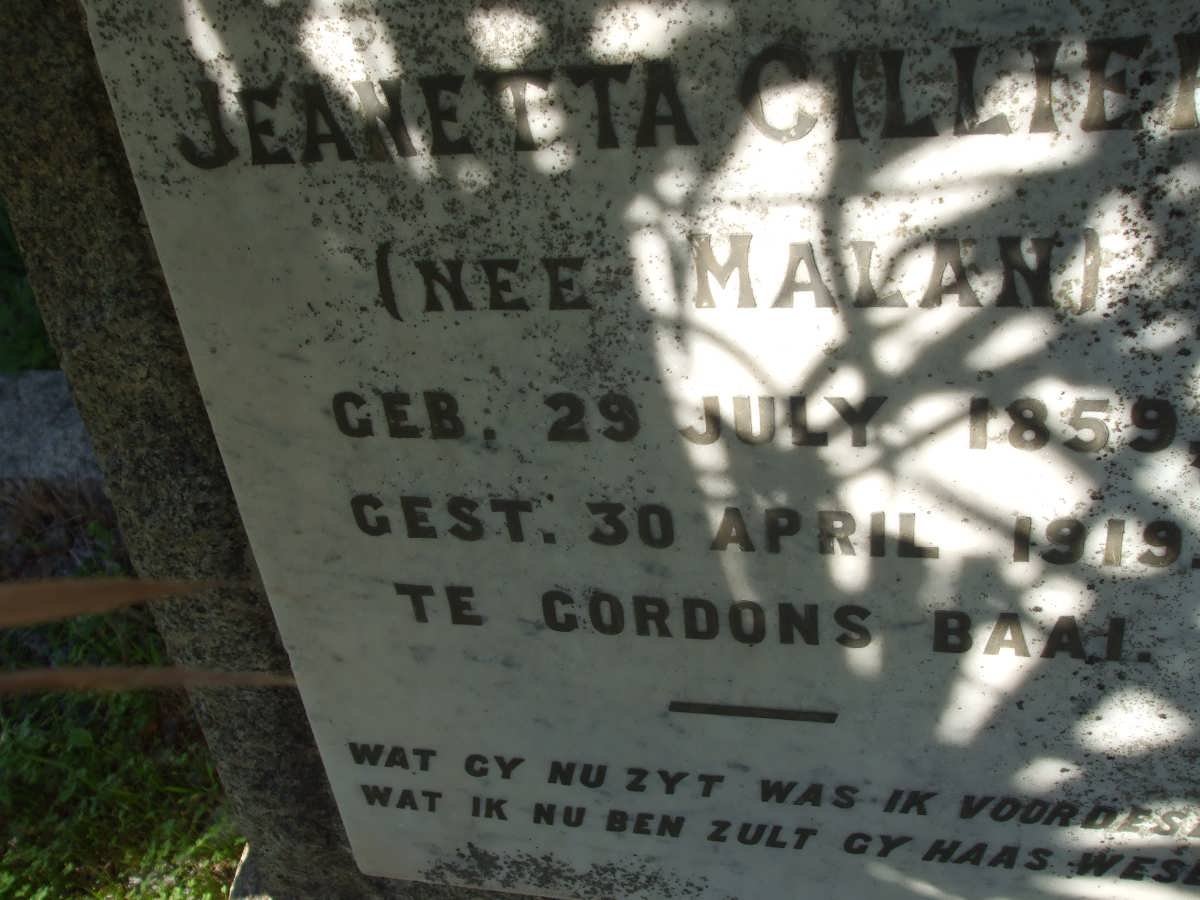 CILLIERS Jeanetta nee MALAN 1859-1919