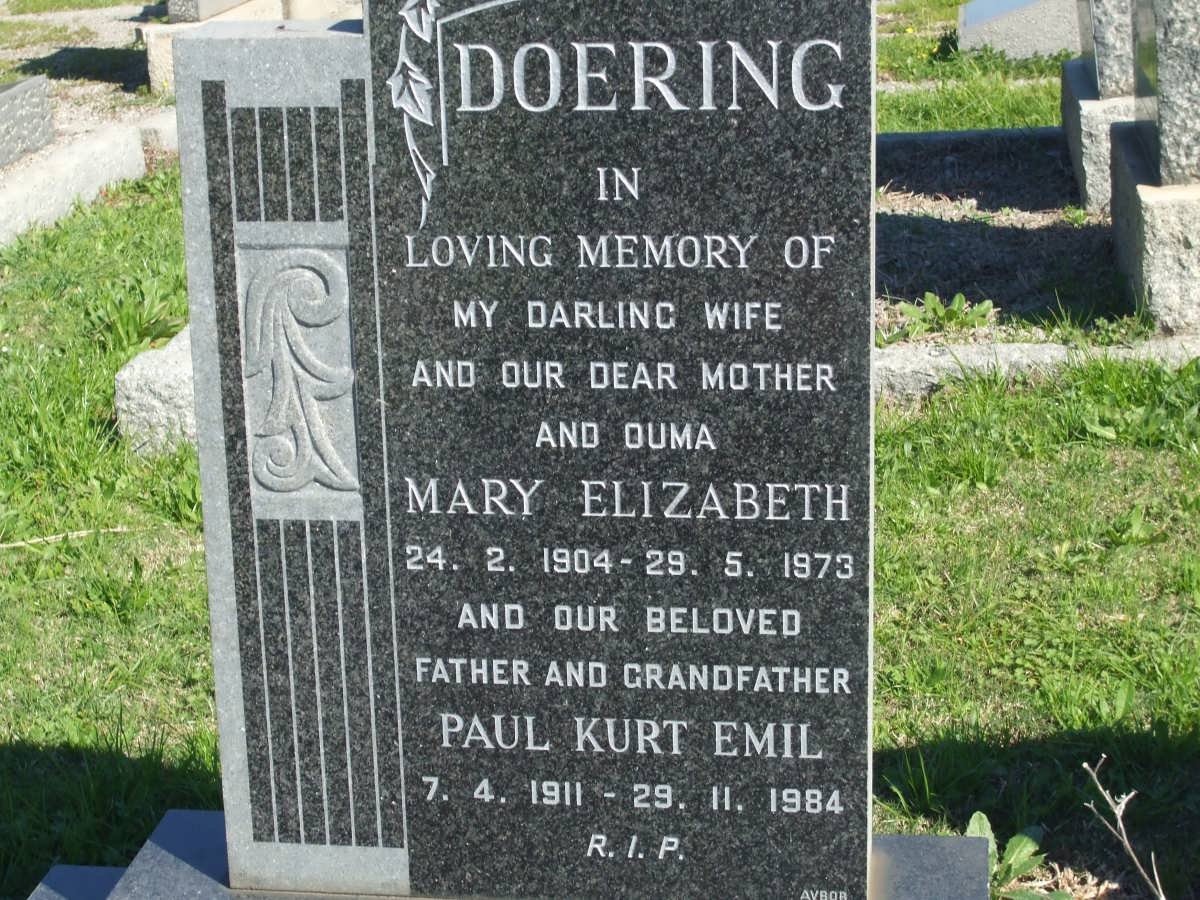DOERING Paul Kurt Emil 1911-1984 &amp; Mary Elizabeth 1904-1973