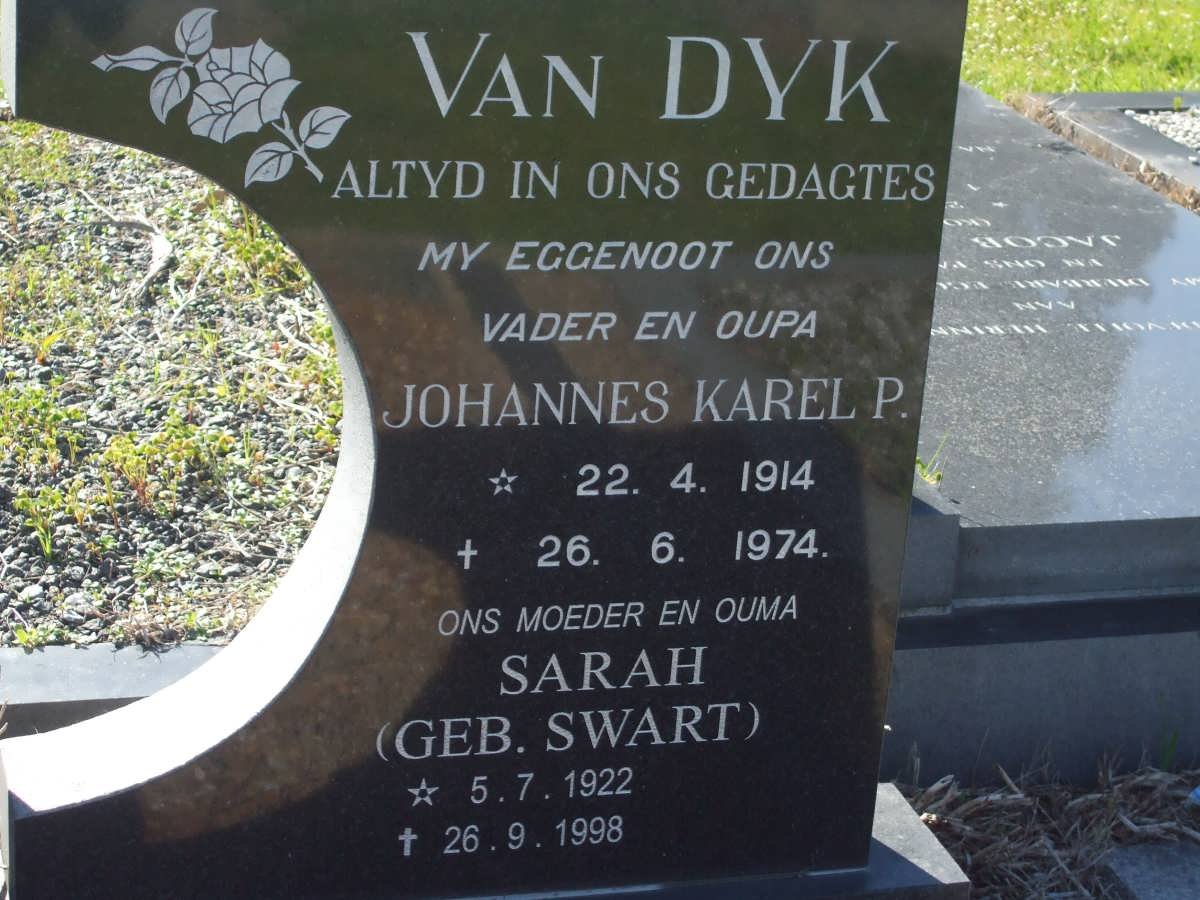 DYK Johannes Karel P., van 1914-1974 &amp; Sarah SWART 1922-1998