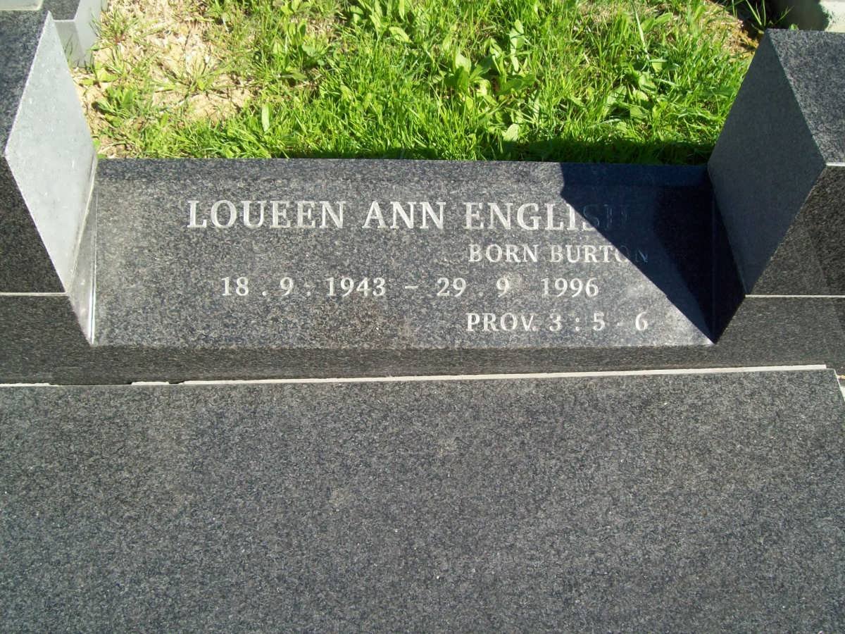 ENGLISH Loueen Ann nee BURTON 1943-1996