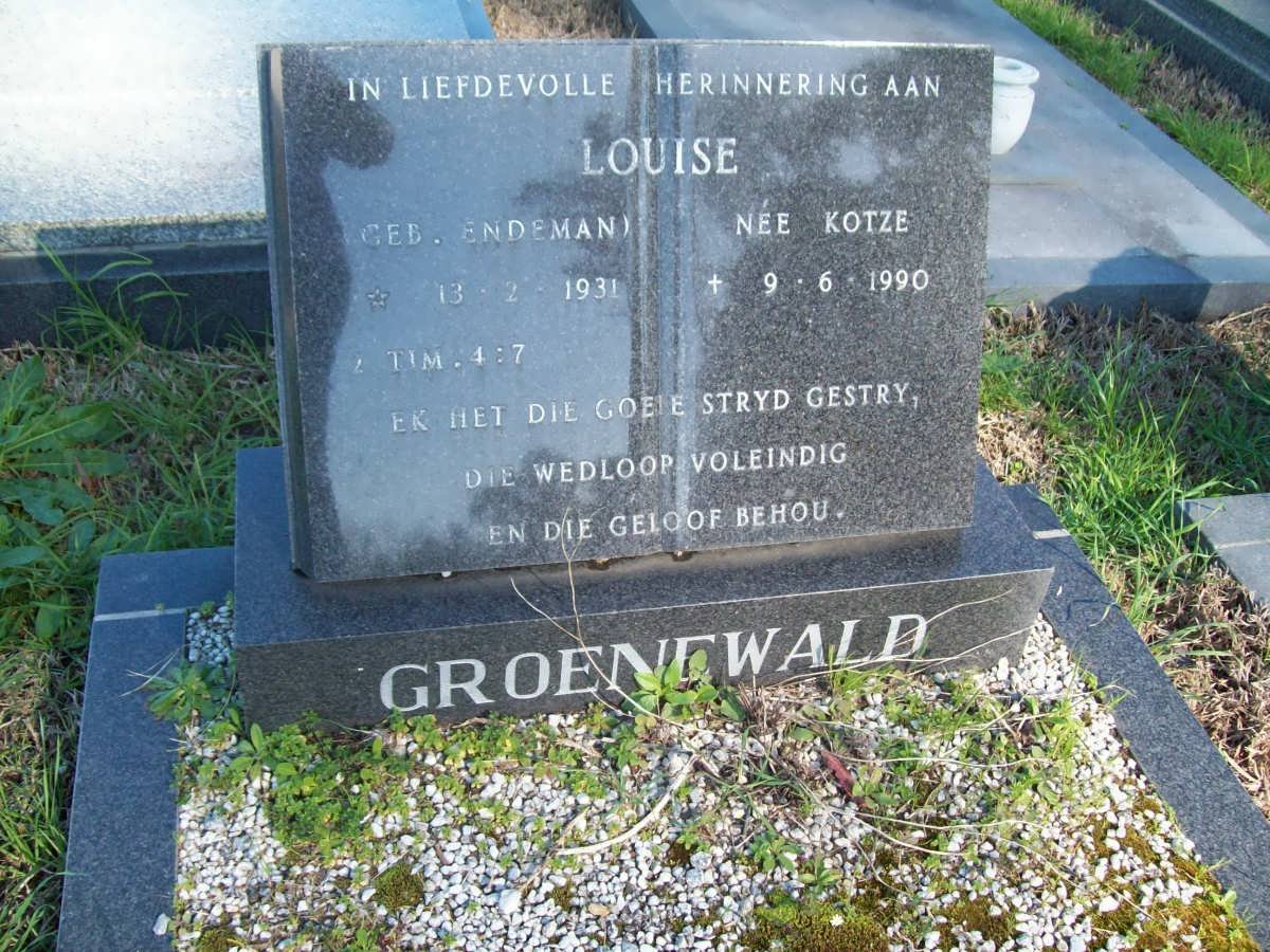 GROENEWALD Louise formerly KOTZE nee ENDEMAN 1931-1990