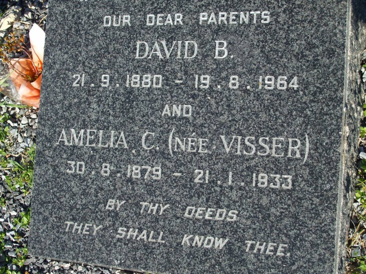 GORDON David B. 1880-1964 &amp; Amelia C. VISSER 1879-1933