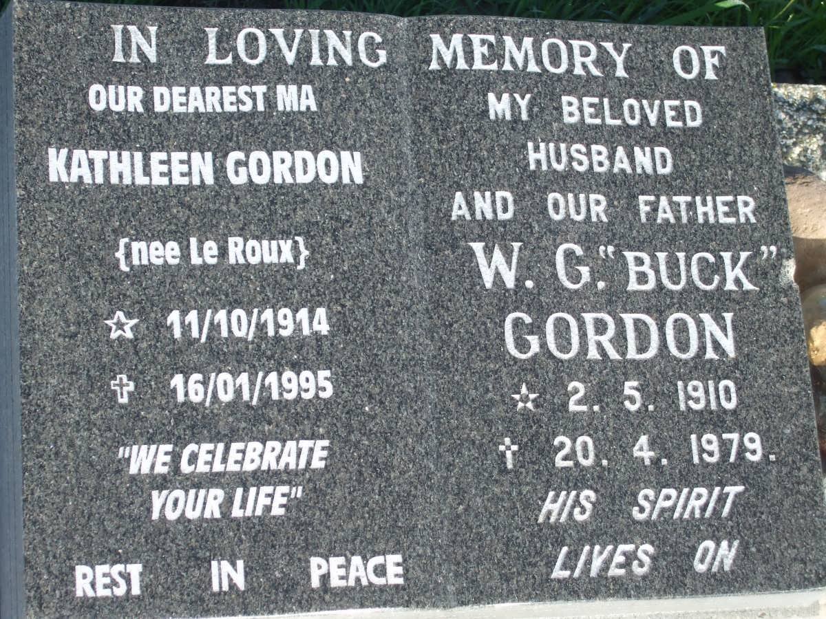 GORDON W.G. 1910-1979 &amp; Kathleen LE ROUX 1914-1995