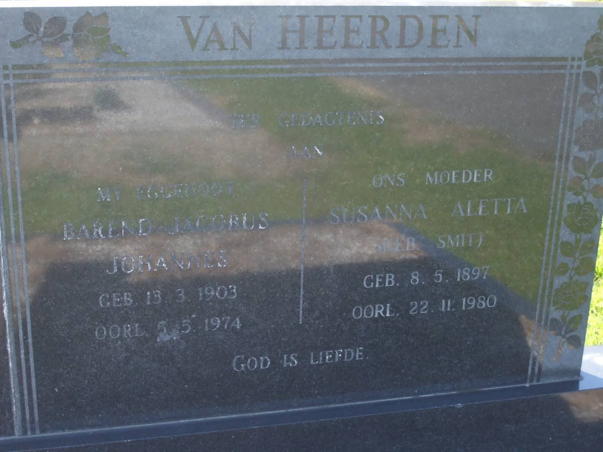 HEERDEN Barend Jacobus, van 1903-1974 &amp; Susanna Aletta SMIT 1897-1980