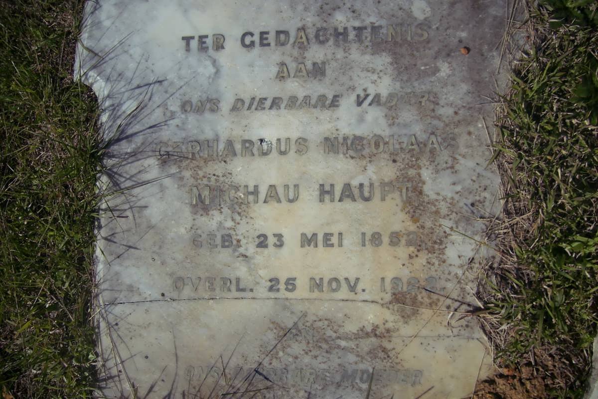 HAUPT Gerhardus Nicolaas Michau 1852-1922