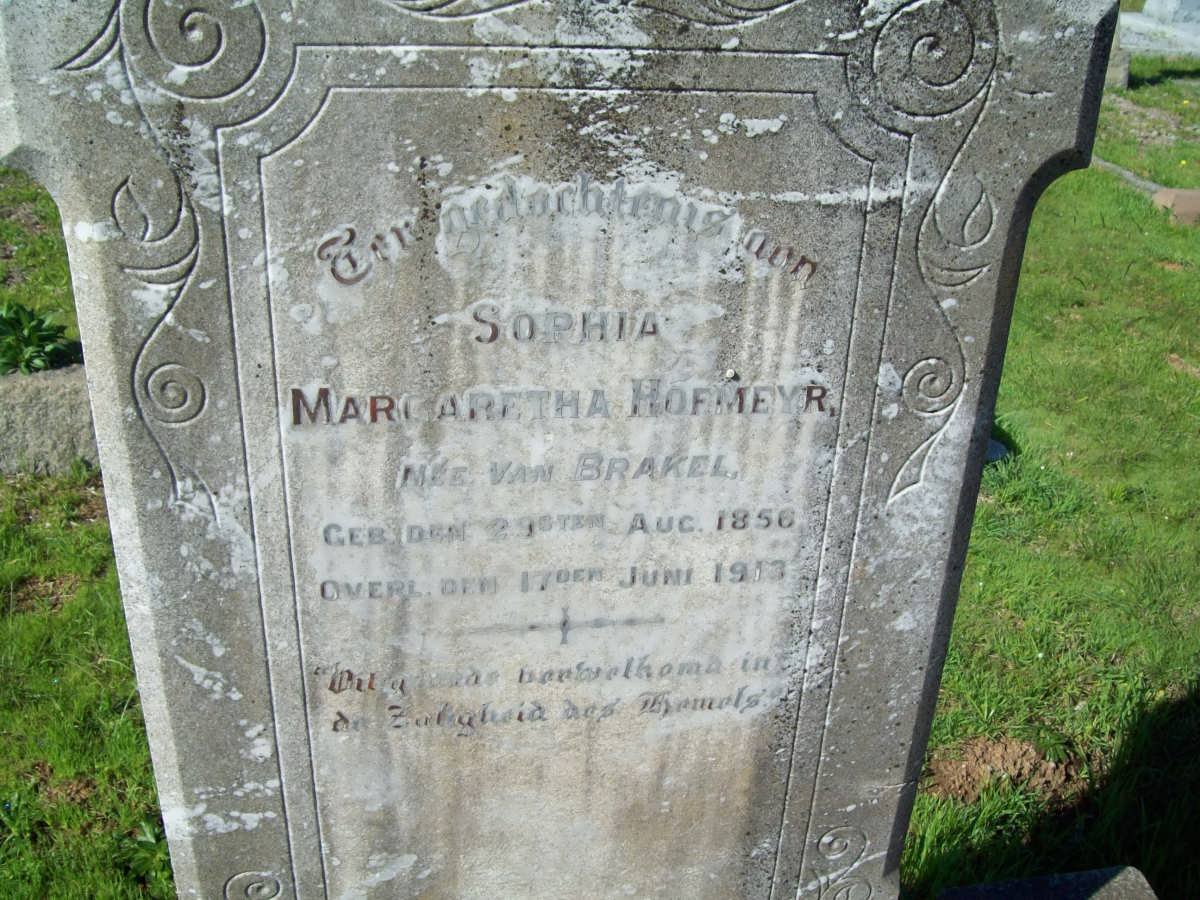 HOFMEYR Sophia Margaretha nee VAN BRAKEL 1856-1913