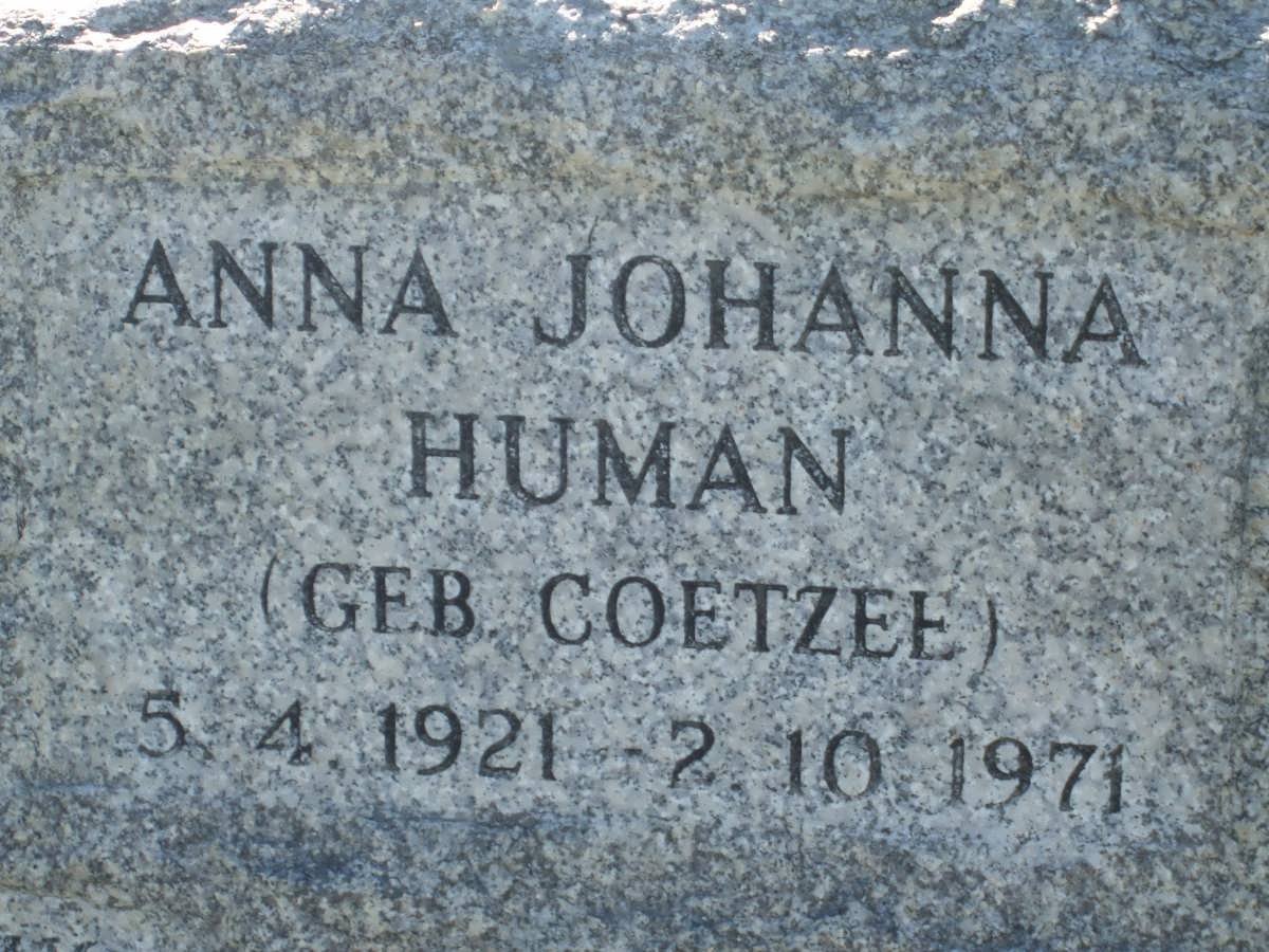 HUMAN Anna Johanna nee COETZEE 1921-1971