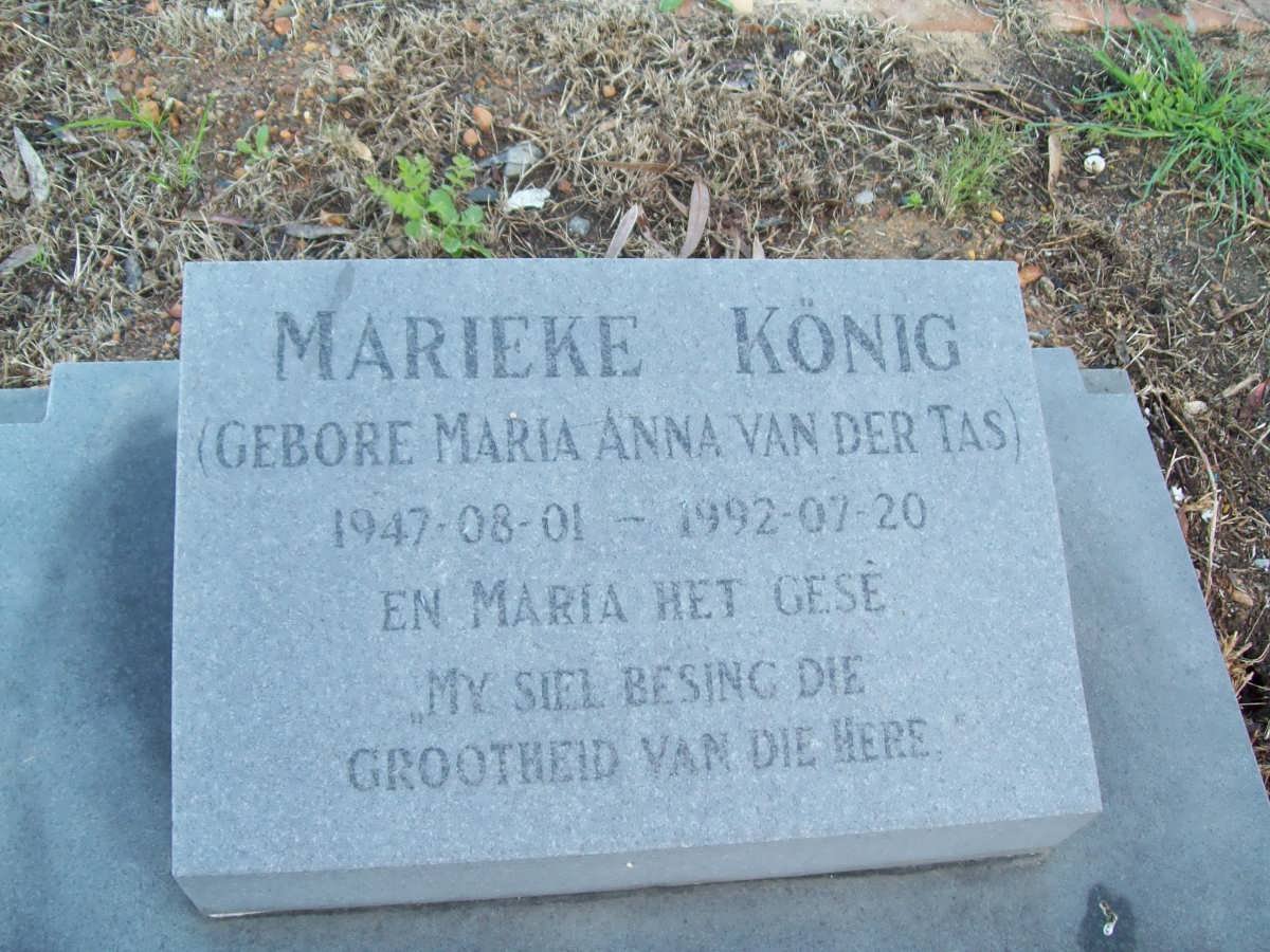 KONIG Marieke nee VAN DER TAS 1947-1992