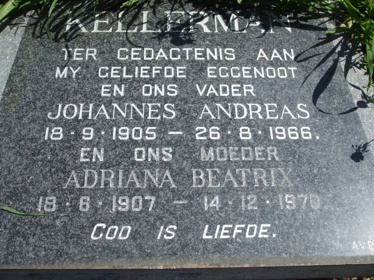 KELLERMAN Johannes Andreas 1906-1966 &amp; Adriana Beatrix 1907-1970