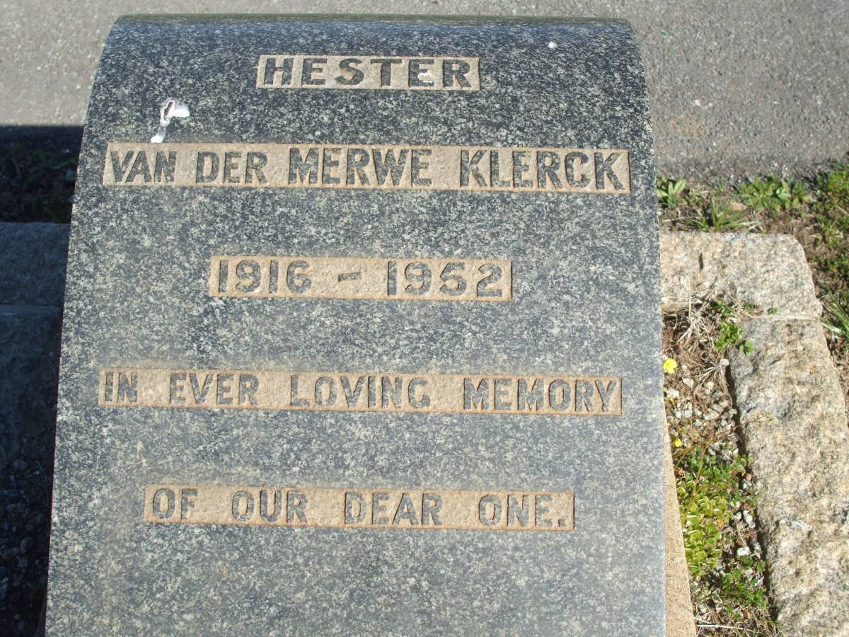 KLERCK Hester van der Merwe 1916-1952