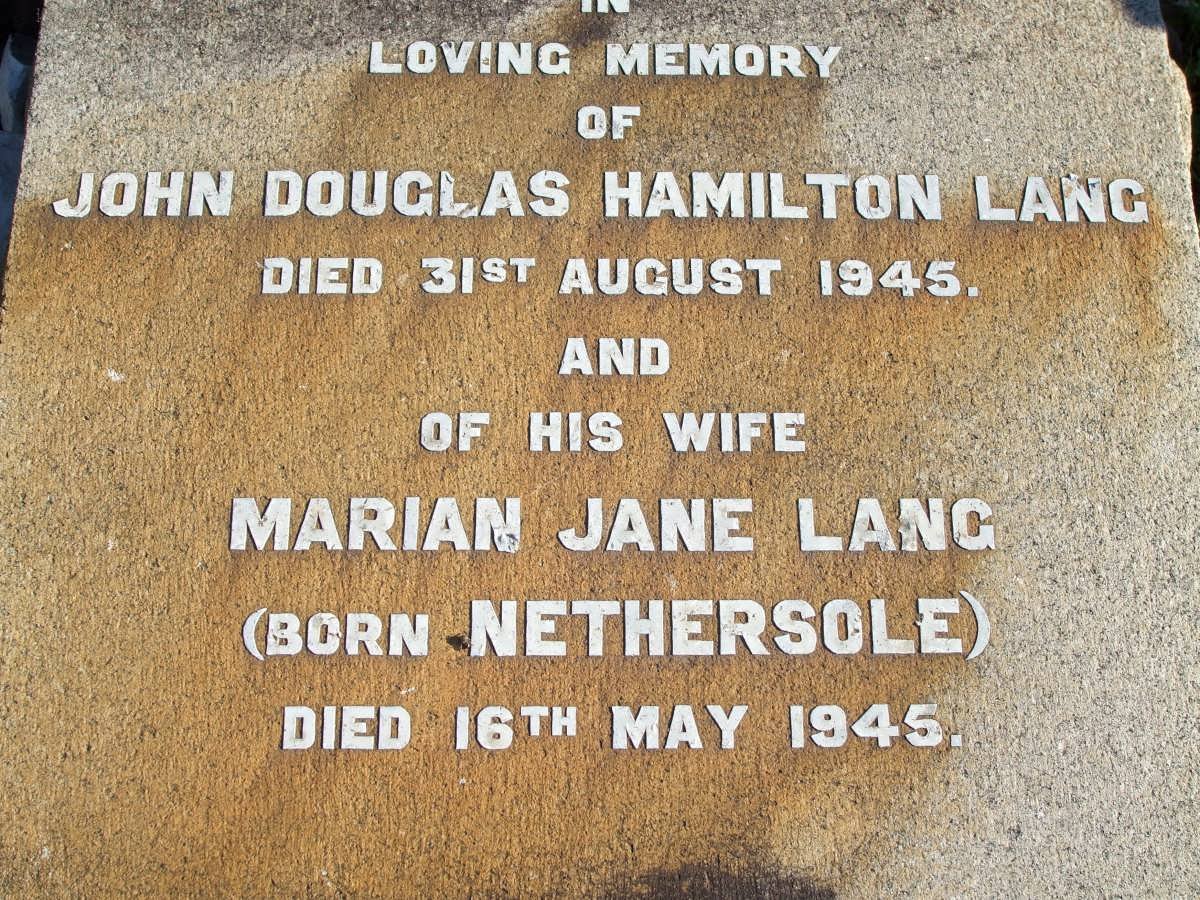 LANG John Douglas Hamilton -1945 &amp; Marian Jane NETHERSOLE -1945