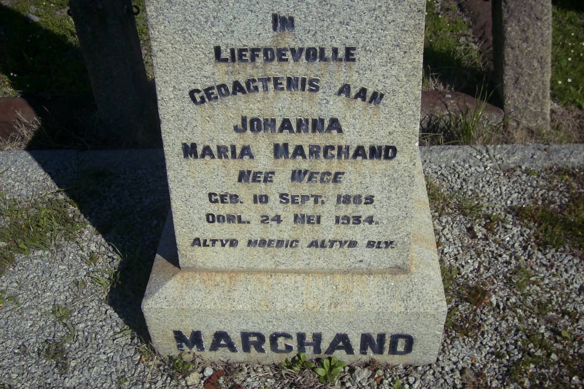 MARCHAND Johanna Maria nee WEGE 1865-1934