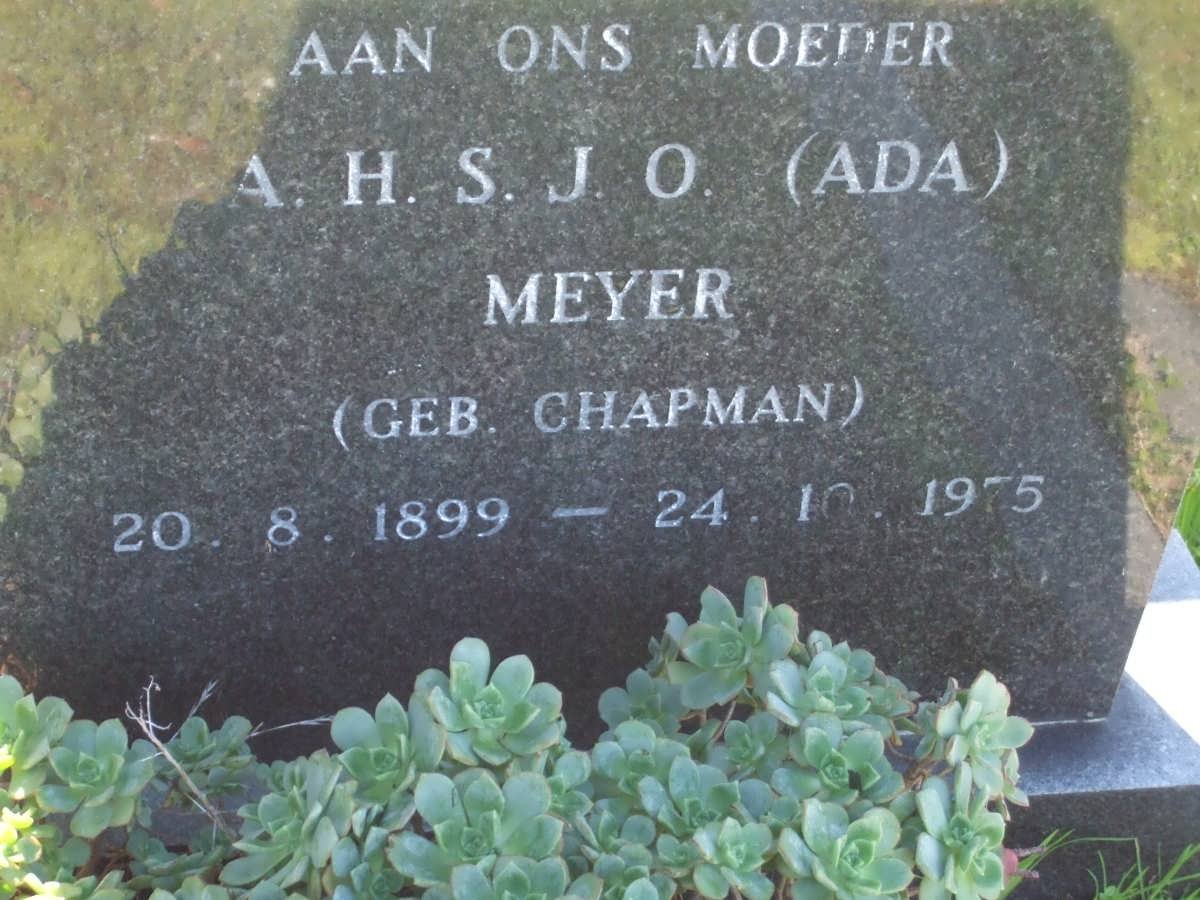 MEYER A.H.S.J.O. nee CHAPMAN 1899-1975