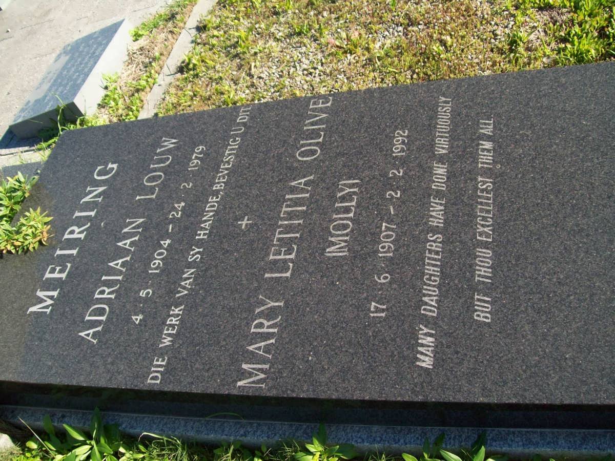 MEIRING Adriaan Louw 1904-1979 &amp; Mary Letitia Olive 1907-1992