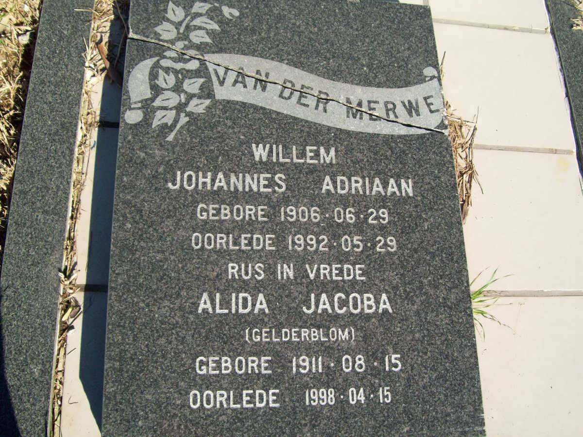 MERWE Willem Johannes Adriaan, van der 1906-1992 &amp; Alida Jacoba GELDERBLOM 1911-1998