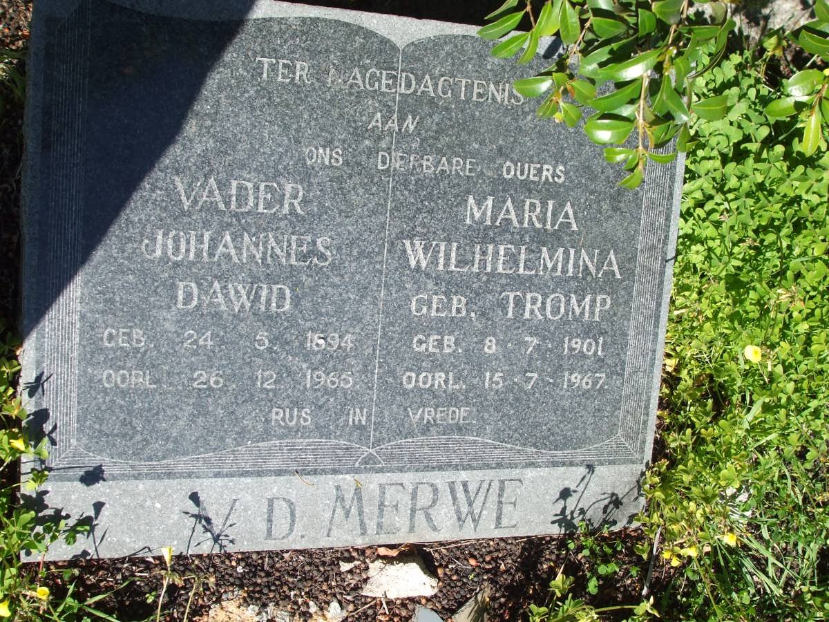 MERWE Johannes Dawid, v.d. 1894-1965 &amp; Maria Wilhelmina TROMP 1901-1967