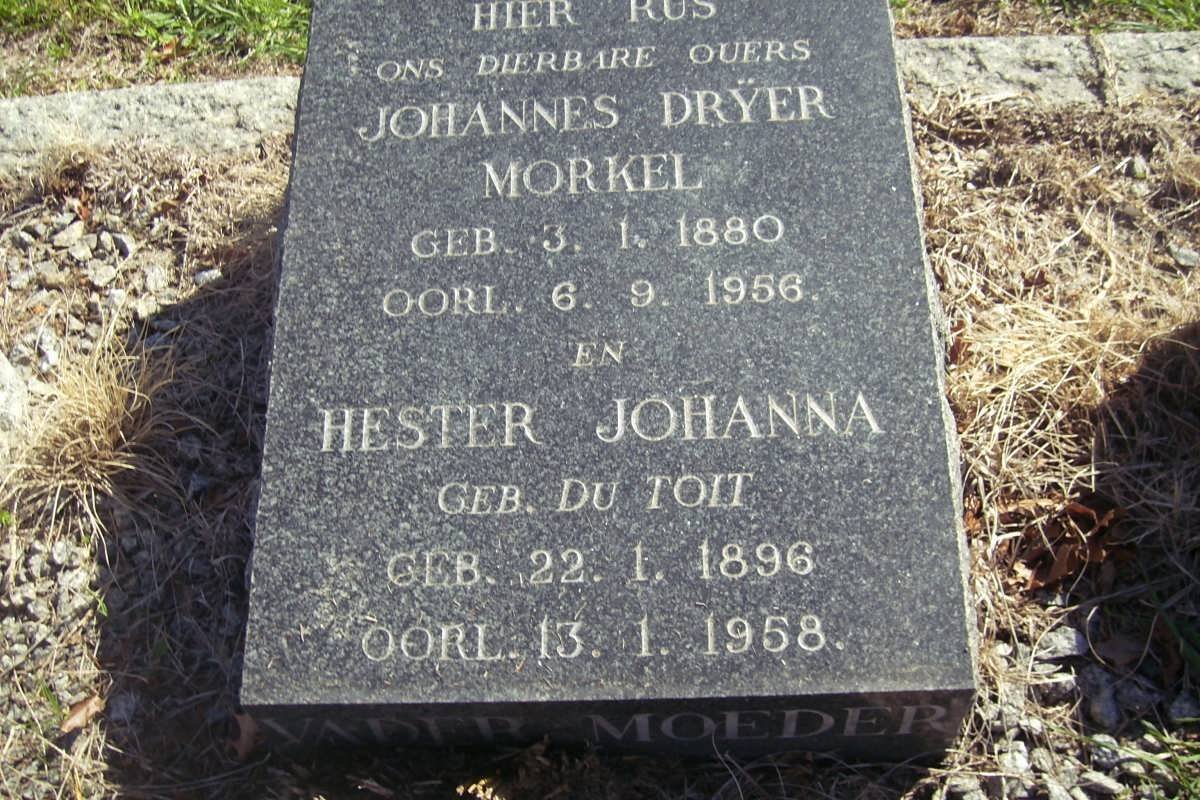 MORKEL Johannes Drÿer 1880-1956 &amp; Hester Johanna DU TOIT 1896-1958