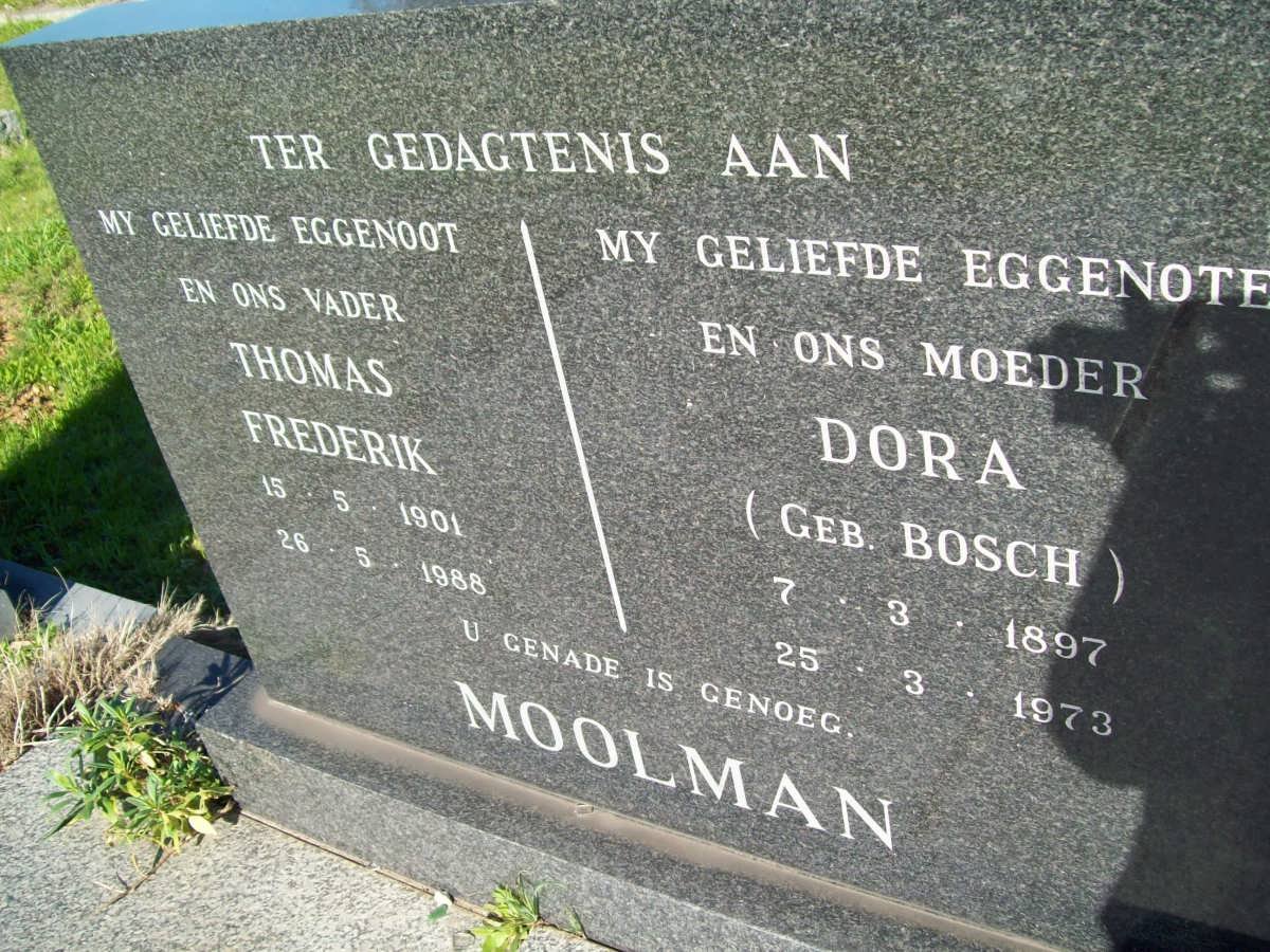MOOLMAN Thomas Frederik 1901-1988 &amp; Dora BOSCH 1897-1973