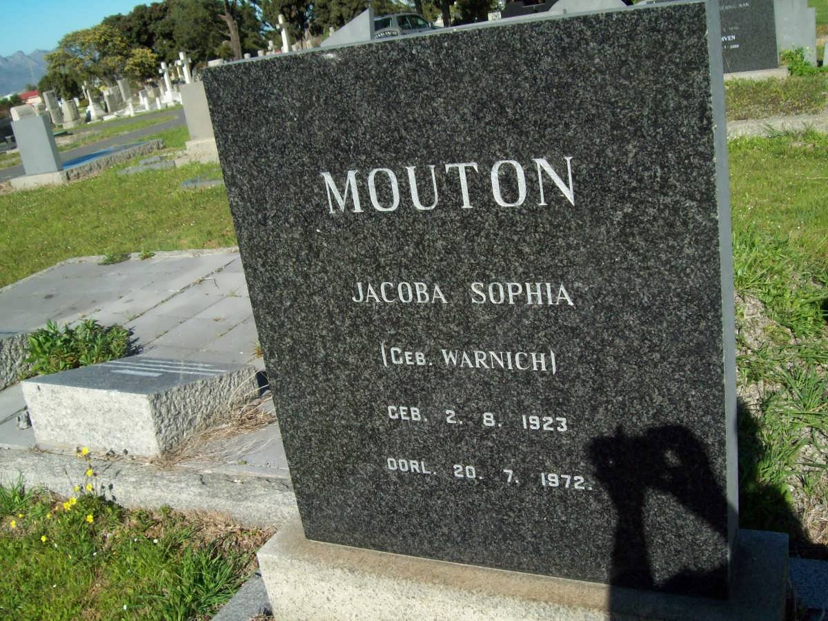 MOUTON Jacoba Sophia nee WARNICH 1923-1972