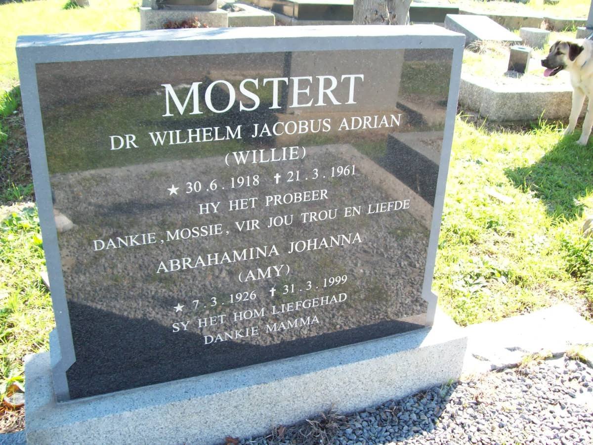 MOSTERT Wilhelm Jacobus Adrian 1918-1961 &amp; Abrahamina Johanna 1926-1999