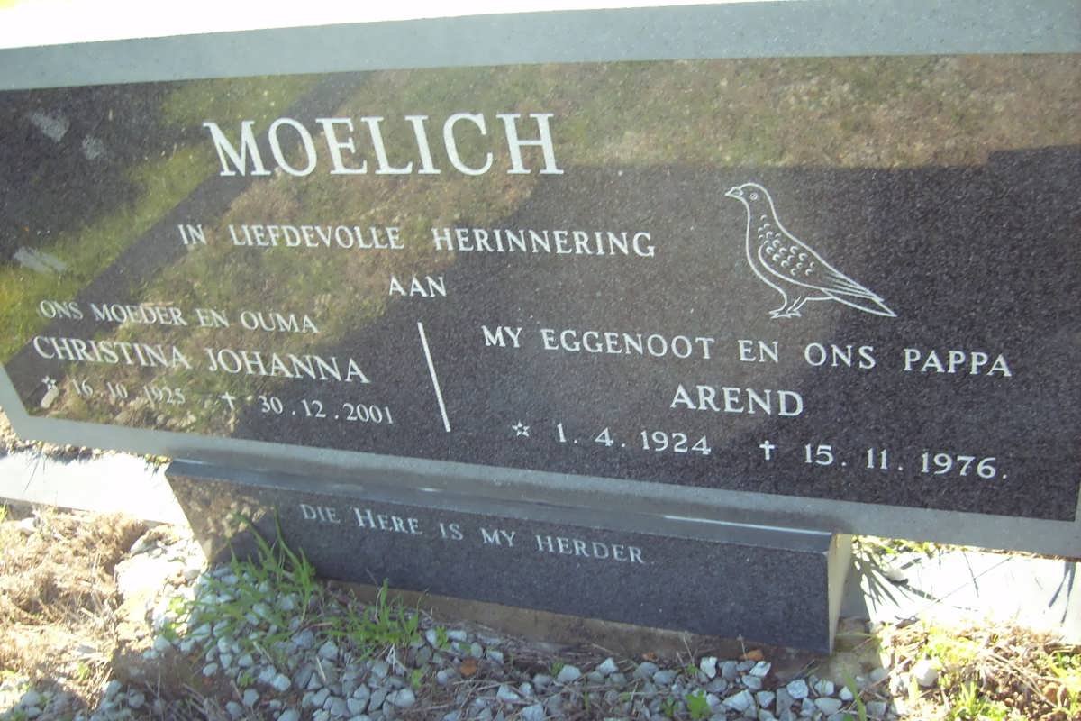 MOELICH Arend 1924-1976 &amp; Christina Johanna 1925-2001