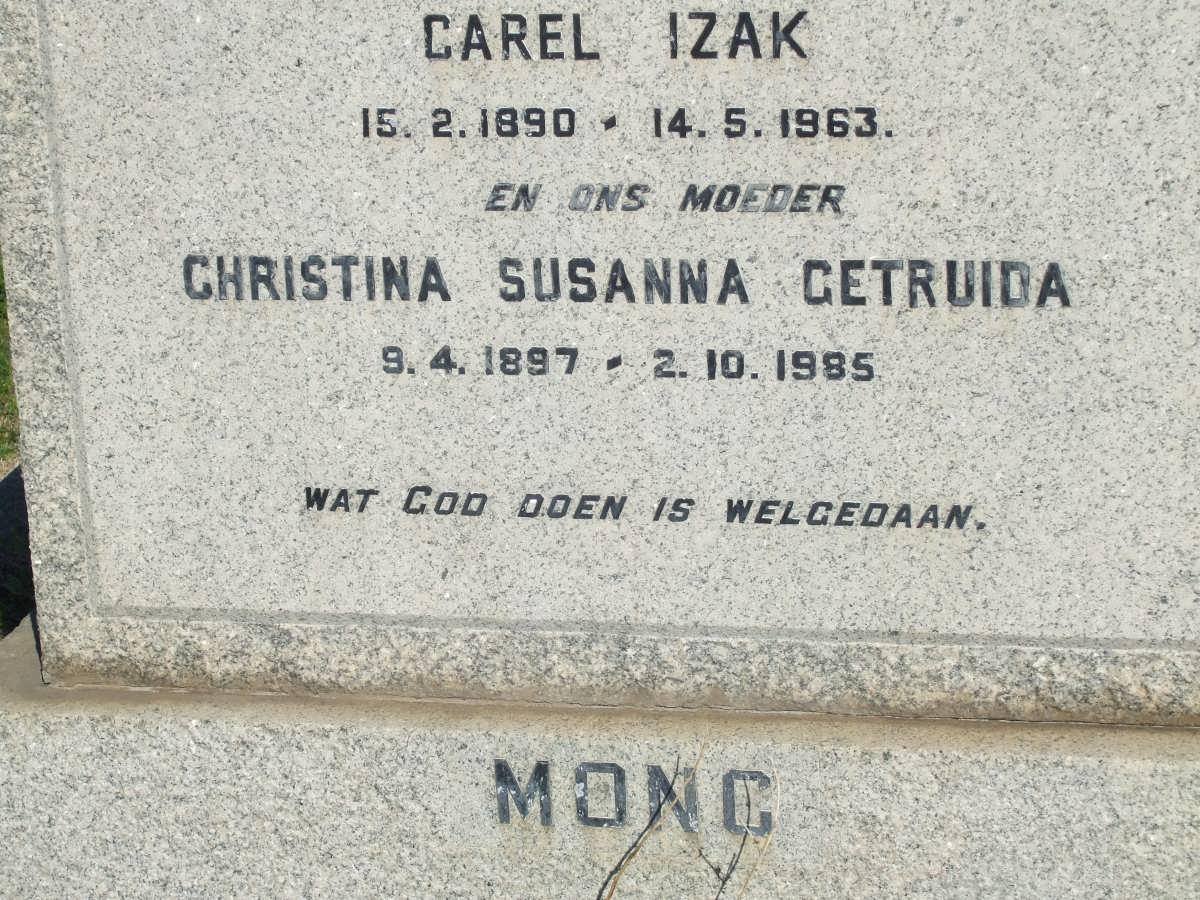 MONG Carel Izak 1890-1963 &amp; Christina Susanna Gertruida 1897-1985