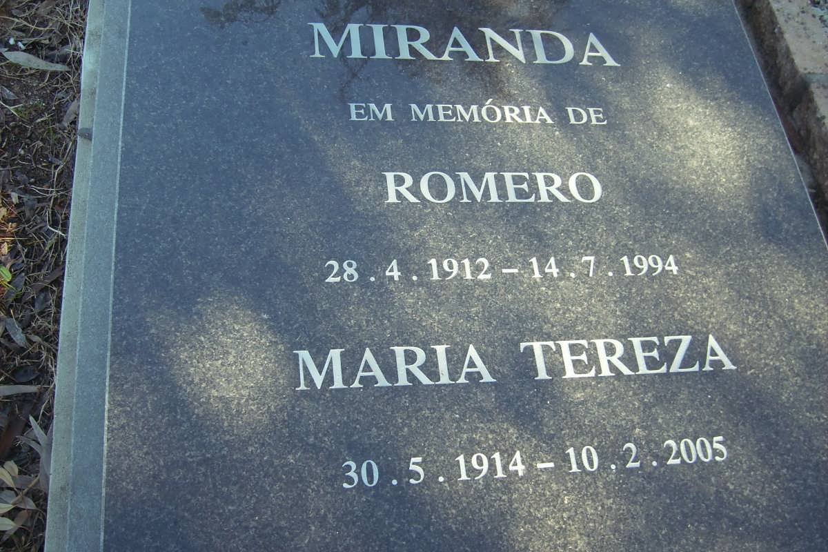MIRANDA Romero 1912-1994 &amp; Maria Tereza 1914-2005