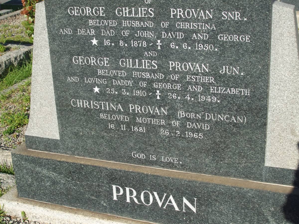 PROVAN George Gillies 1878-1950 &amp; Christina Duncan 1881-1965 :: PROVAN George Gillies 1910-1949