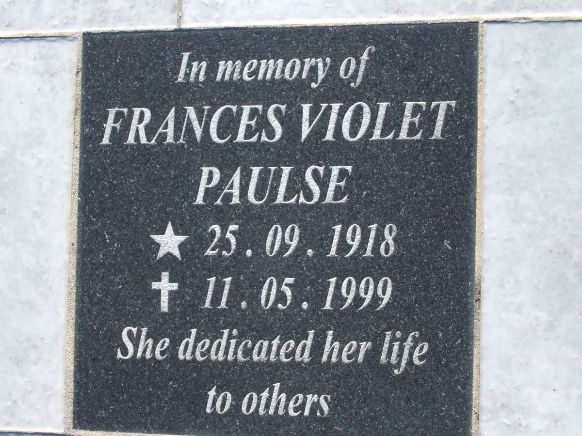 PAULSE Frances Violet 1918-1999
