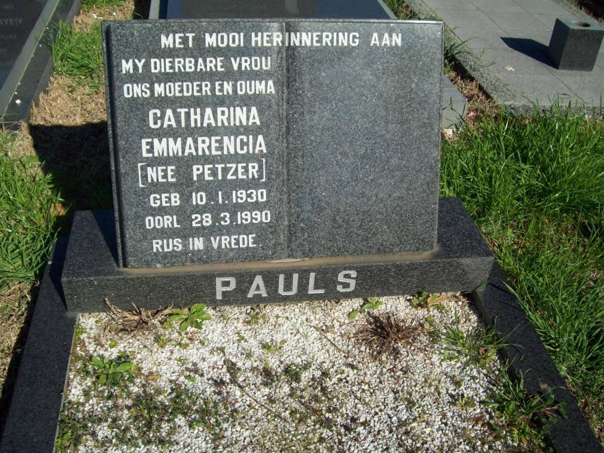 PAULS Catharina Emmarencia nee PETZER 1930-1990