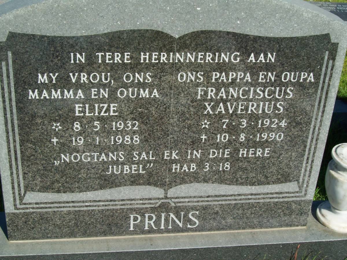 PRINS Franciscus Xaverius 1924-1990 &amp; Elize 1932-1988