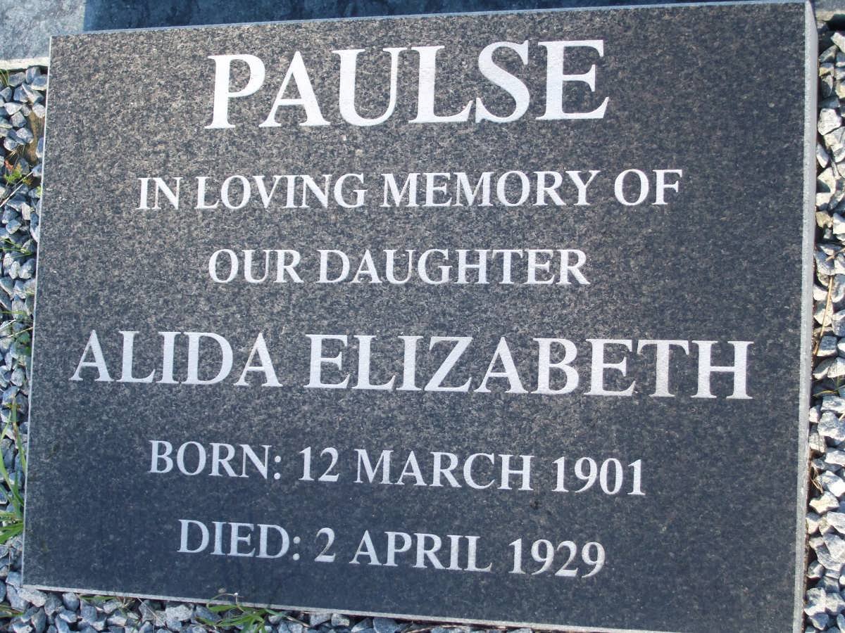 PAULSE Alida Elizabeth 1901-1929
