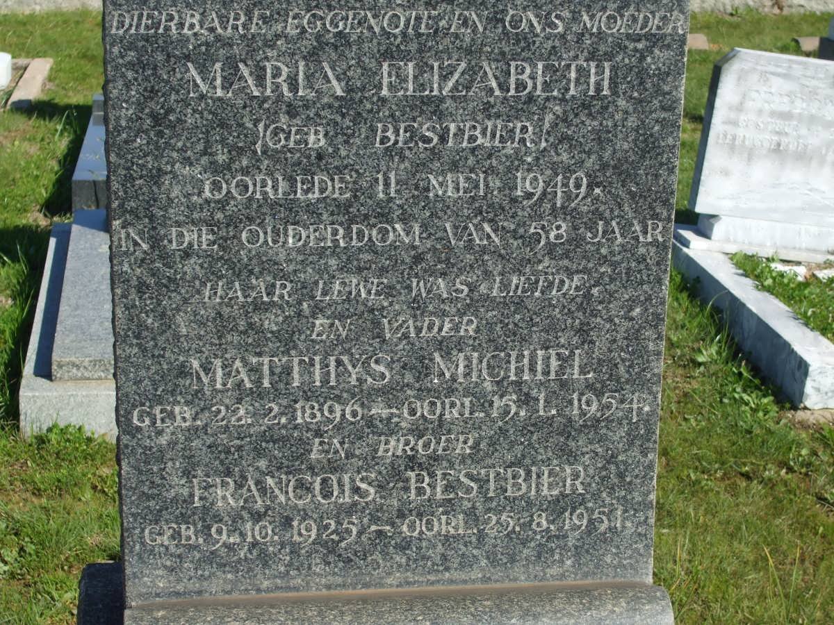 PREEZ Matthys Michiel 1896-1954 &amp; Maria Elizabeth BESTBIER -1949 :: BESTBIER Francois 1925-1951