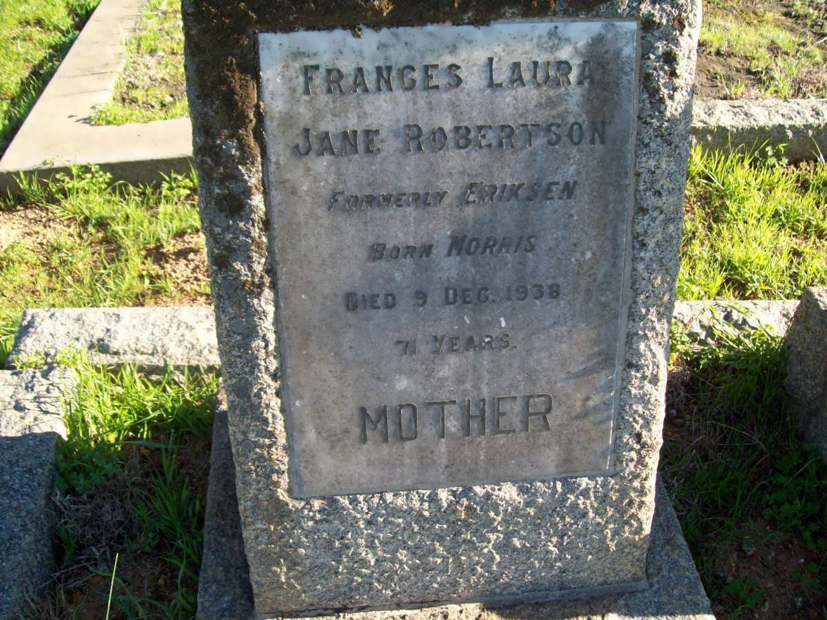 ROBERTSON Frances Laura Jane formerly ERIKSEN nee MORRIS -1938