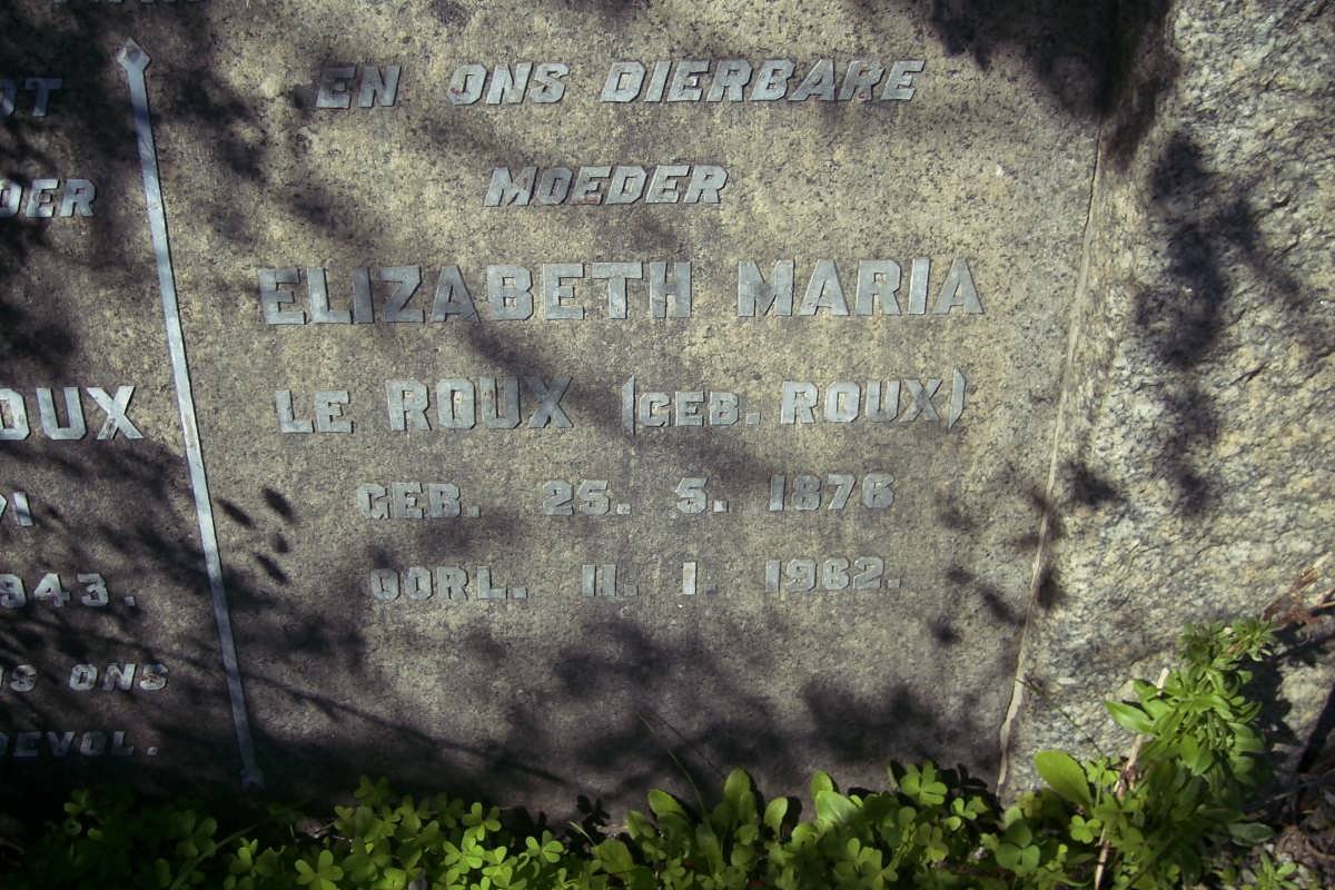ROUX Elizabeth Maria, le nee ROUX 1876-1962
