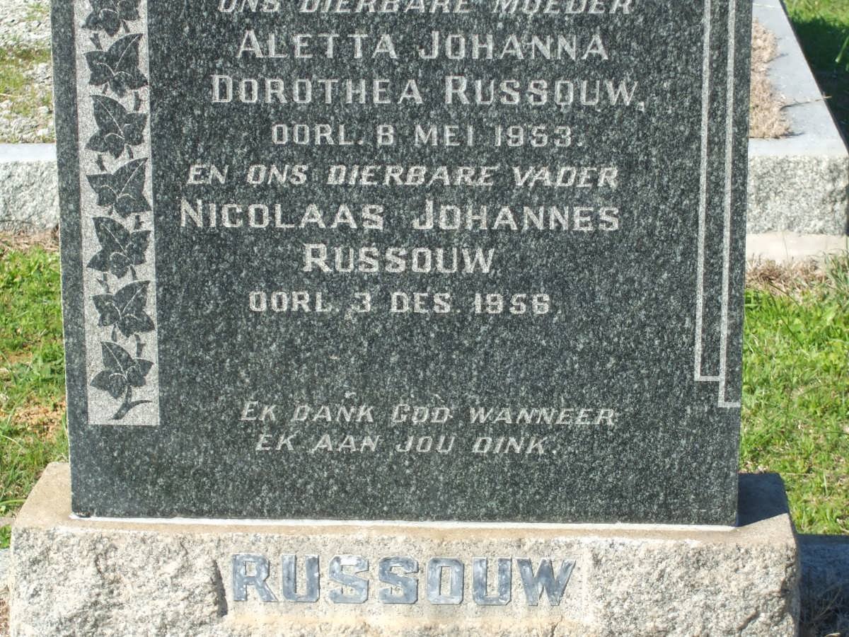 RUSSOUW Nicolaas Johannes -1956 &amp; Aletta Johanna Dorothea -1953