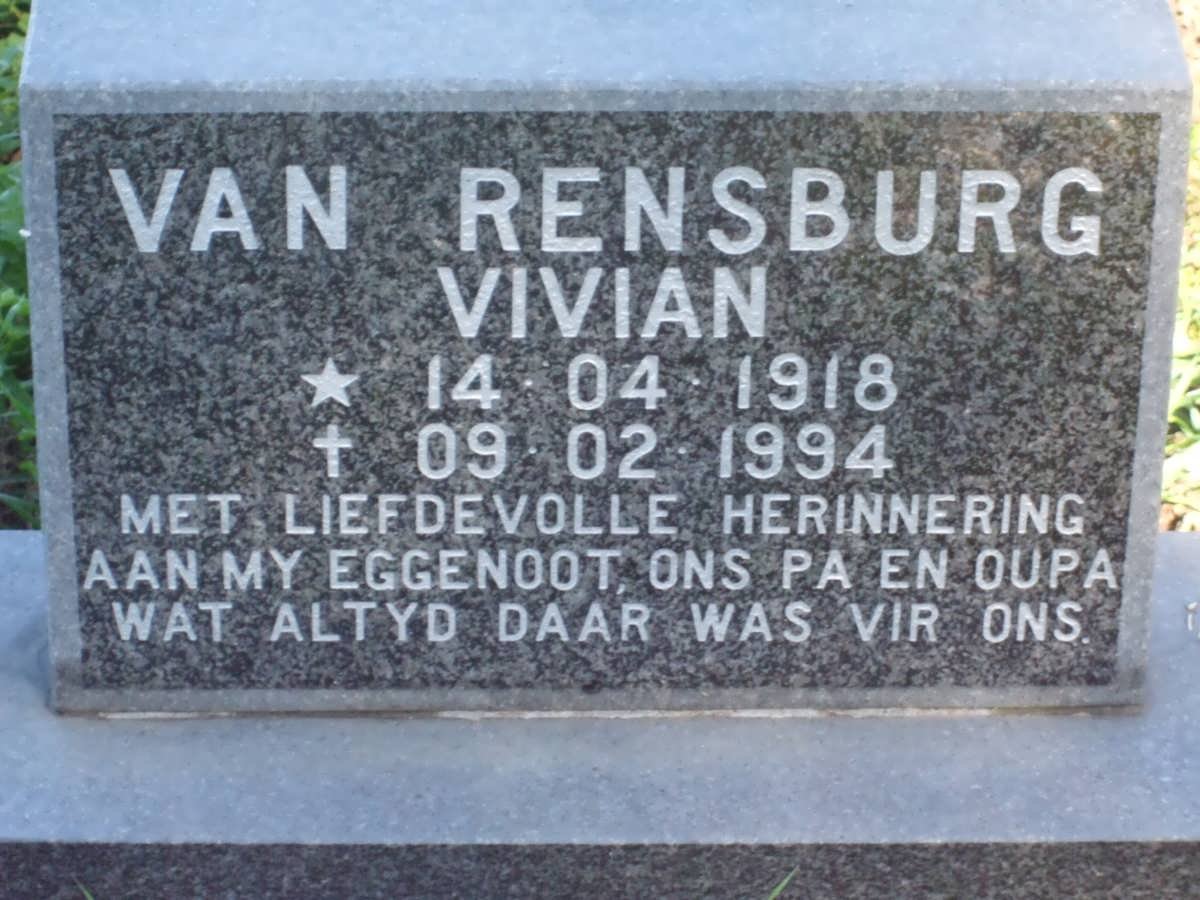 RENSBURG Vivian, van 1918-1994