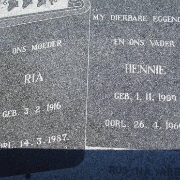 ROOS Hennie 1909-1969 &amp; Ria 1916-1987