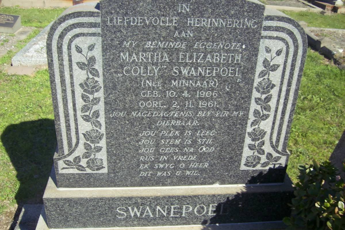 SWANEPOEL Martha Elizabeth nee MINNAAR 1906-1961