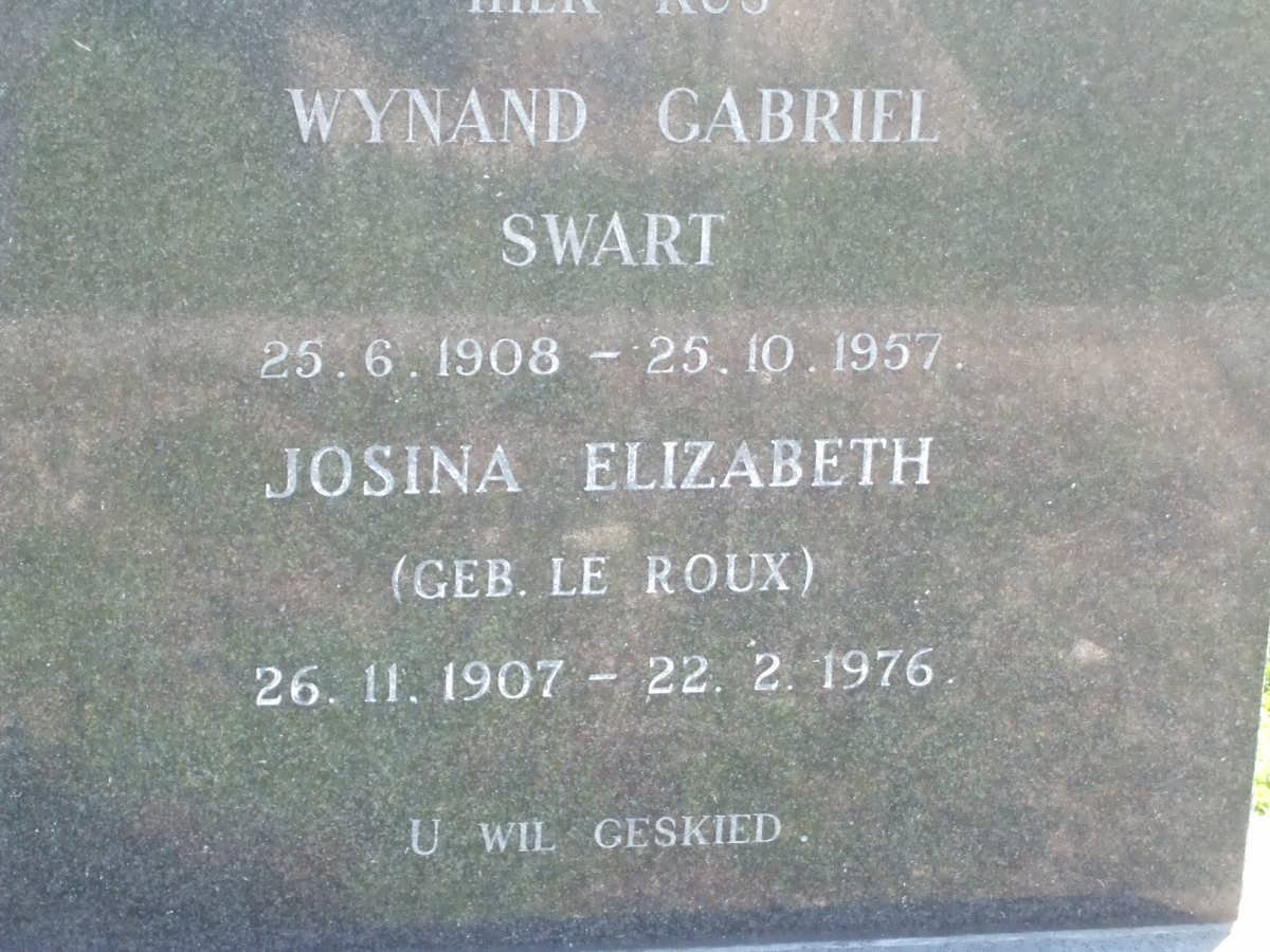 SWART Wynand Gabriel 1908-1957 &amp; Josina Elizabeth LE ROUX 1907-1976