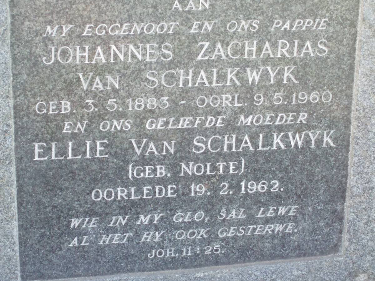 SCHALKWYK Johannes Zacharias, van 1883-1960 &amp; Ellie NOLTE -1962